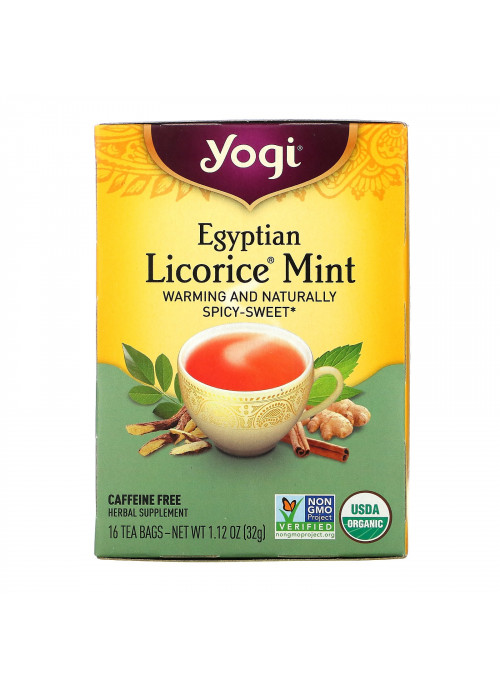 Yogi Tea, Egyptian Licorice Mint, Caffeine Free, 16 Tea Bags, 1.12 oz (32 g)