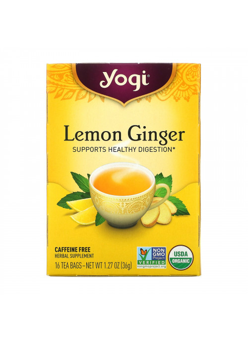 Yogi Tea, Lemon Ginger, Caffeine Free, 16 Tea Bags, 1.27 oz (36 g)