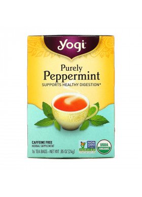 Yogi Tea, Purely Peppermint, Caffeine Free, 16 Tea Bags, .85 oz (24 g)