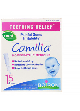 Boiron, Camilia, Teething Relief, 15 Single Liquid Doses, .034 fl oz Each