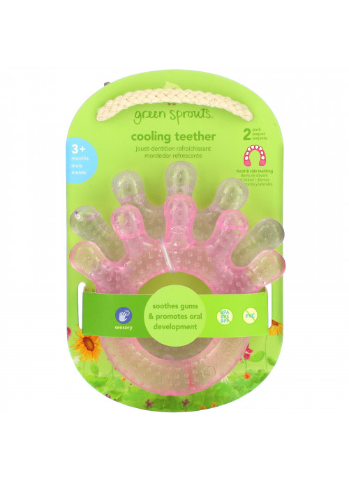 Green Sprouts, Cooling Teether, 3+ Months, Pink,  2 Pack