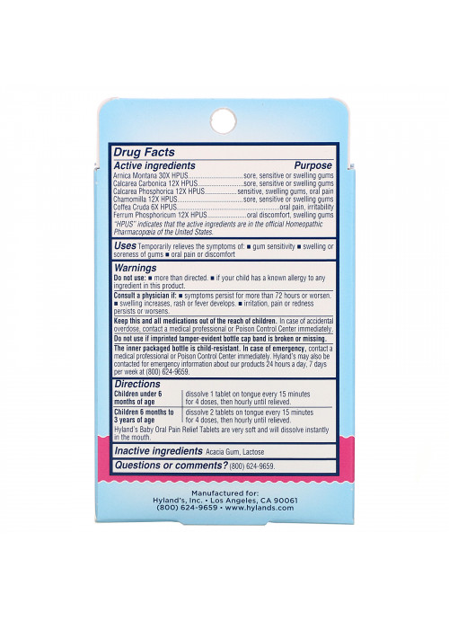 Hyland's, Baby, Oral Pain Relief Daytime, 125 Quick-Dissolving Tablets