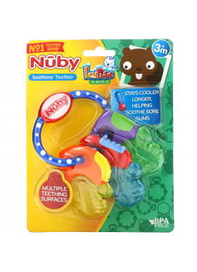 Nuby, Soothing Teether, IcyBite Keys, 3+ Months, Blue, 1 Teether