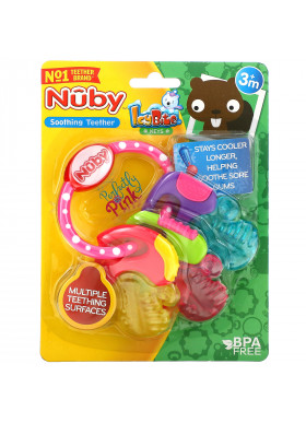 Nuby, Soothing Teether, IcyBite Keys, 3+ Months, Pink, 1 Teether