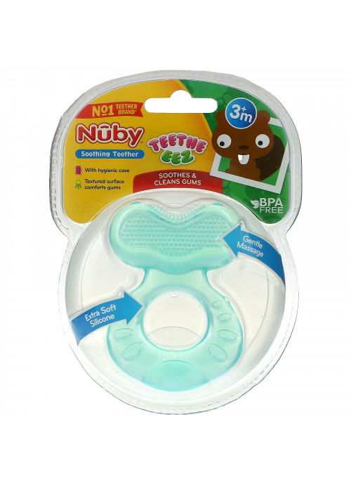 Nuby, Soothing Teether, Teeth Eez, 3+ Months, Aqua, 2 Piece Set