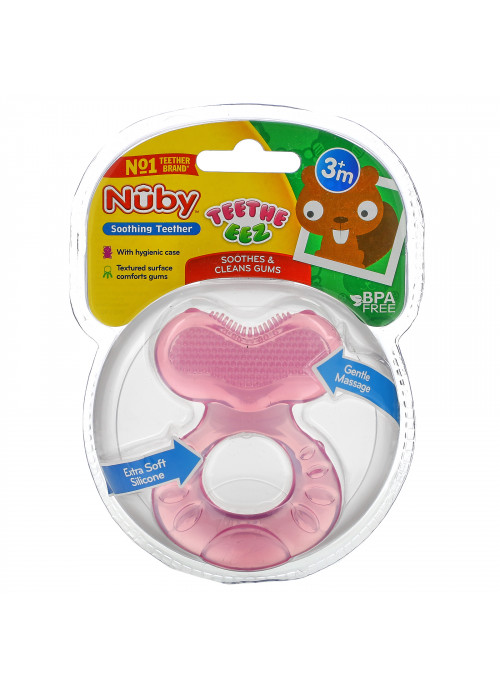 Nuby, Teethe Eez, Soothing Teether, 3+ Months, Pink, 2 Piece Set