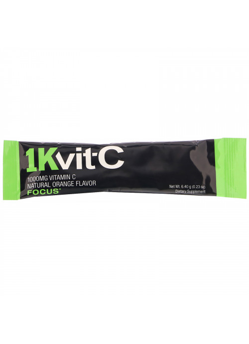 1Kvit-C, Vitamin C, Focus, Effervescent Drink Mix, Natural Orange Flavor, 1,000 mg, 30 packets. 0.23 oz (6.40 g) Each