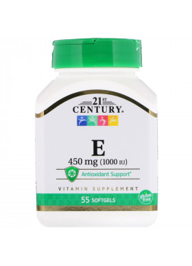 21st Century, E, 450 mg (1,000 IU), 55 Softgels