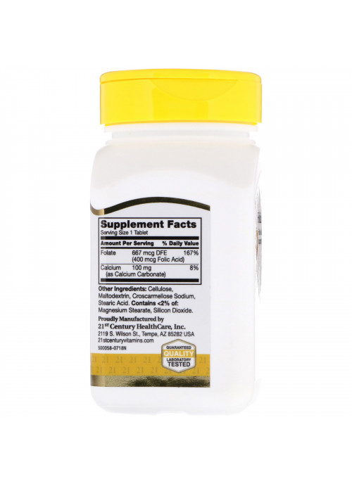 21st Century, Folic Acid, 400 mcg, 250 Easy to Swallow Tablets