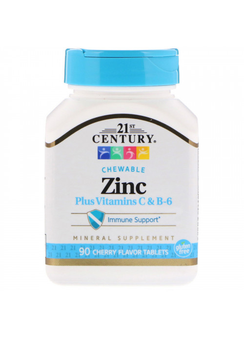 21st Century, Zinc Plus Vitamins C & B-6, Cherry Flavor, 90 Chewable Tablets