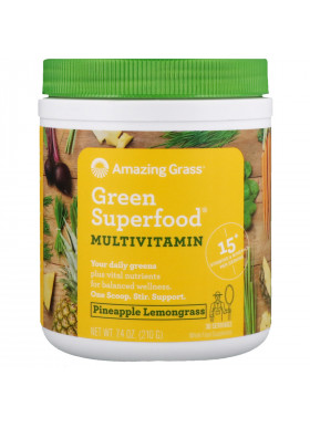 Amazing Grass, Green Superfood, Multivitamin, Pineapple Lemongrass, 7.4 oz (210 g)