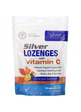 American Biotech Labs, Silver Biotics, Silver Lozenges, 60 PPM SilverSol, Orange Splash, 21 Lozenges