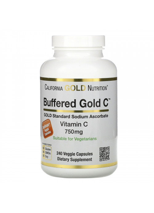 California Gold Nutrition, Buffered Vitamin C Capsules, 750 mg, 240 Veggie Capsules