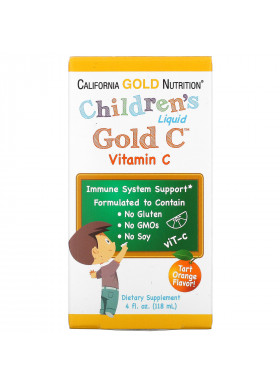 California Gold Nutrition, Children's Liquid Gold Vitamin C, USP Grade, Tart Orange Flavor, 4 fl oz (118 ml)