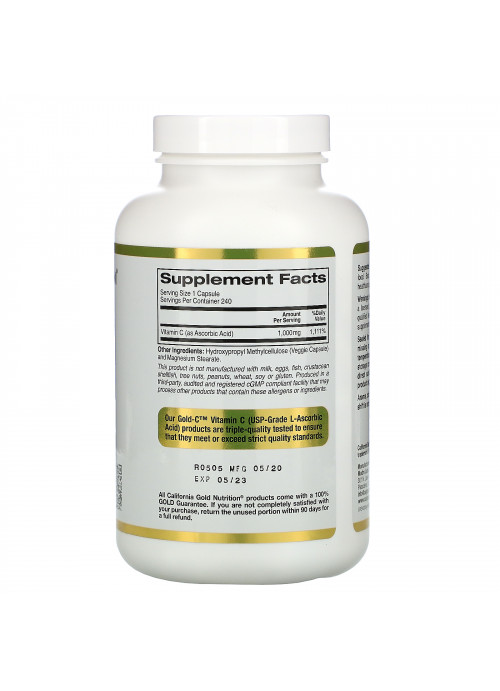 California Gold Nutrition, Gold C, Vitamin C, 1,000 mg, 240 Veggie Capsules