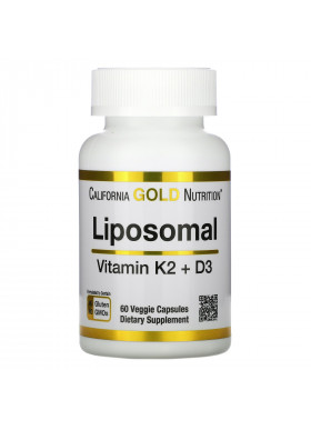 California Gold Nutrition, Liposomal Vitamin K2+ D3, 60 Veggie Capsules