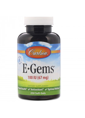 Carlson Labs, E-Gems, 67 mg (100 IU), 250 Softgels