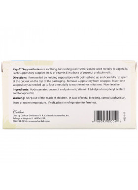 Carlson Labs, Key•E Suppositories, 24 Soothing Inserts