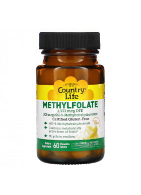 Country Life, Methylfolate, Orange, 800 mcg, 60 Chewable Tablets