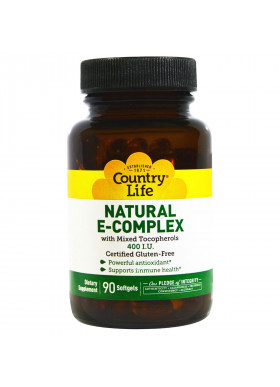 Country Life, Natural E-Complex, with Mixed Tocopherols, 400 IU, 90 Softgels