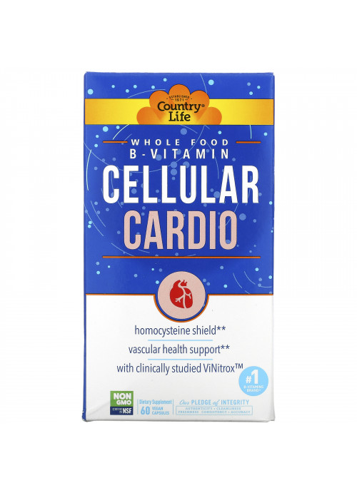 Country Life, Whole Food B-Vitamin, Cellular Cardio, 60 Vegan Capsules
