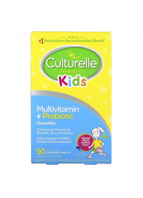 Culturelle, Kids, Probiotics, Multivitamin + Probiotic, 3+ Years, Natural Fruit Punch, 50 Chewable Tablets