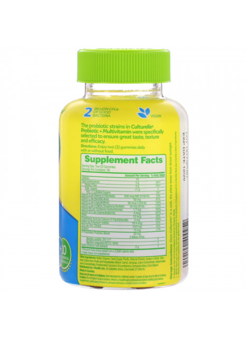 Culturelle, Probiotic + Multivitamin Gummies, Mixed Berry, 2 Billion CFUs, 52 Gummies