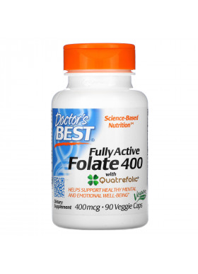 Doctor's Best, Fully Active Folate 400 with Quatrefolic, 400 mcg, 90 Veggie Caps
