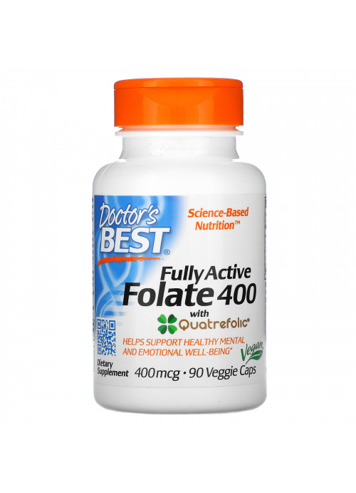 Doctor's Best, Fully Active Folate 400 with Quatrefolic, 400 mcg, 90 Veggie Caps
