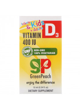 GreenPeach, Infants & Kids + Adults, Vitamin D3, 400 IU, 0.34 fl oz (10 ml)