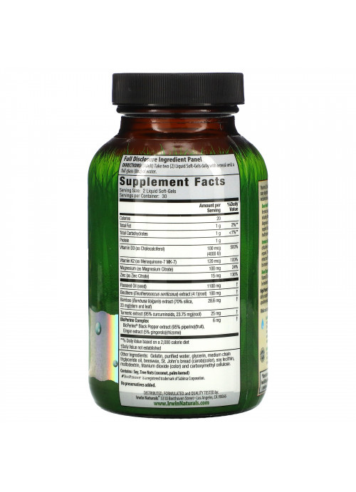 Irwin Naturals, High Potency D3 & K2 Complex, 60 Liquid Soft-Gels + Vitamin C, 500 mg, 30 Capsules