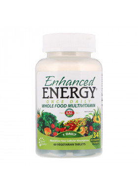 KAL, Enhanced Energy, Once Daily Whole Food Multivitamin, 60 Vegetarian Tablets