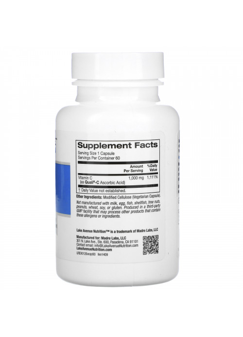 Lake Avenue Nutrition, Vitamin C, Quali-C, 1,000 mg, 60 Veggie Capsules