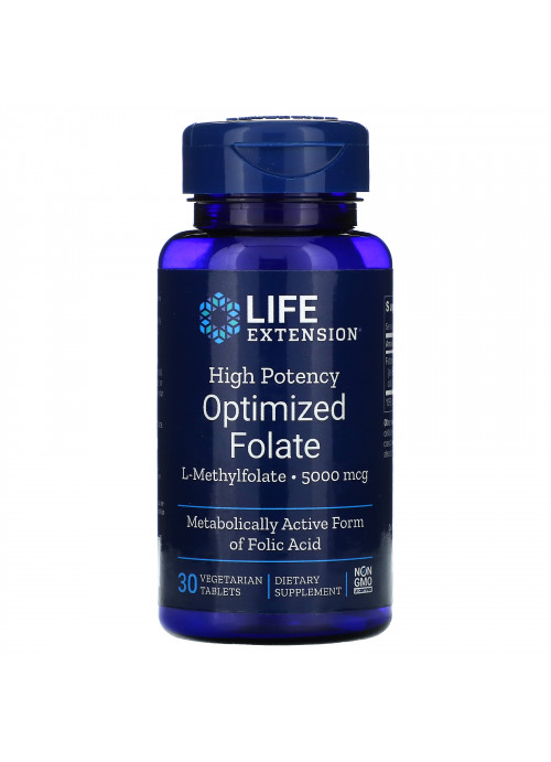 Life Extension, High Potency Optimized Folate, 5000 mcg, 30 Vegetarian Tablets
