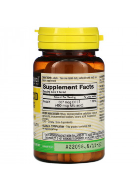 Mason Natural, Folic Acid, 400 mcg, 100 Tablets