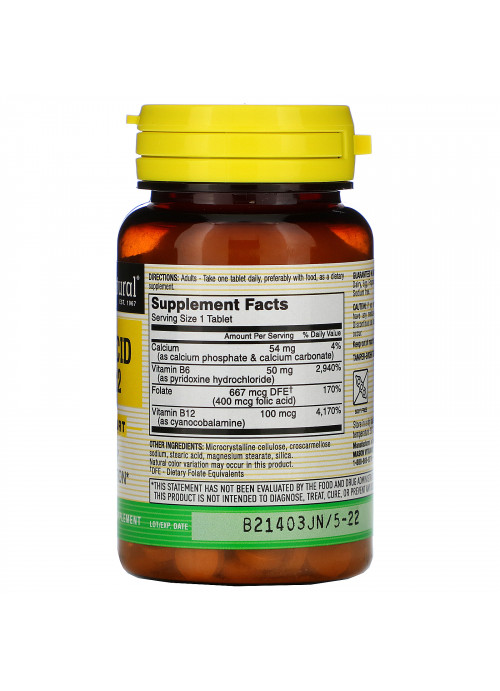 Mason Natural, Folic Acid B6 & B12, 90 Tablets