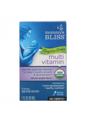 Mommy's Bliss, Multivitamin, Organic Drops, 2 Months+, Natural Grape Flavor , 1 fl oz (30 ml)