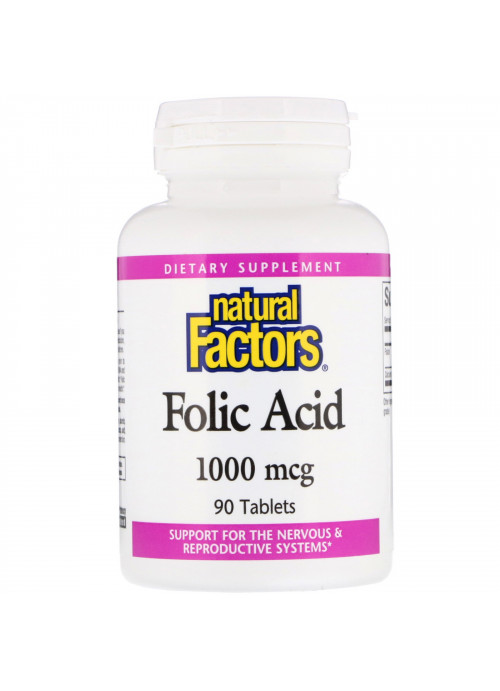Natural Factors, Folic Acid, 1,000 mcg, 90 Tablets