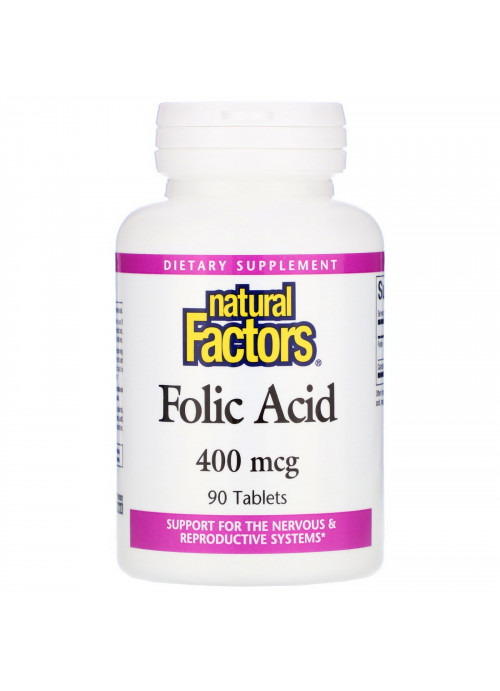 Natural Factors, Folic Acid, 400 mcg, 90 Tablets