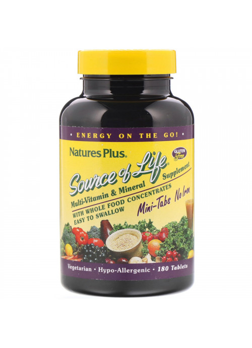 Nature's Plus, Source of Life, Multi-Vitamin & Mineral Supplement, No Iron, 180 Tablets