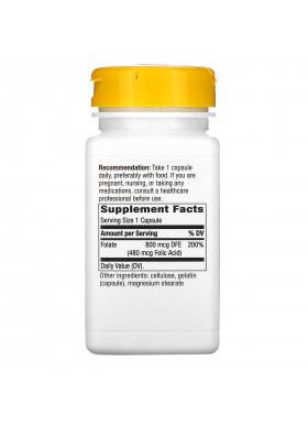 Nature's Way, Folate , 800 mcg, 100 Capsules