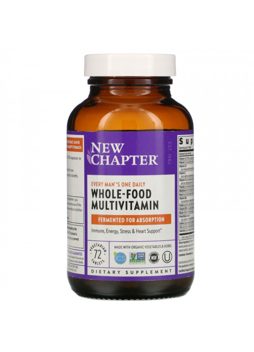 New Chapter, Every Man's One Daily Whole-Food Multivitamin, 72 Vegetarian Tablets