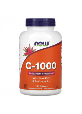 Now Foods, C-1000, With Rose Hips and Bioflavonoids, 250 Tablets