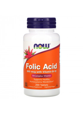 Now Foods, Folic Acid, 800 mcg, 250 Tablets