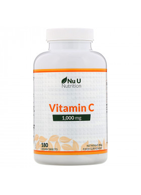 Nu U Nutrition, Vitamin C, 1,000 mg, 180 Vegan Tablets
