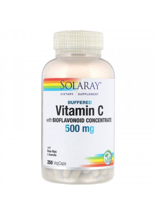 Solaray, Buffered Vitamin C with Bioflavonoid Concentrate, 500 mg, 250 VegCaps