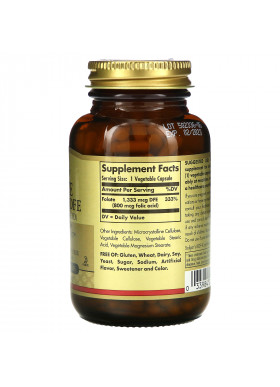 Solgar, Folate, 800 mcg, 250 Vegetable Capsules