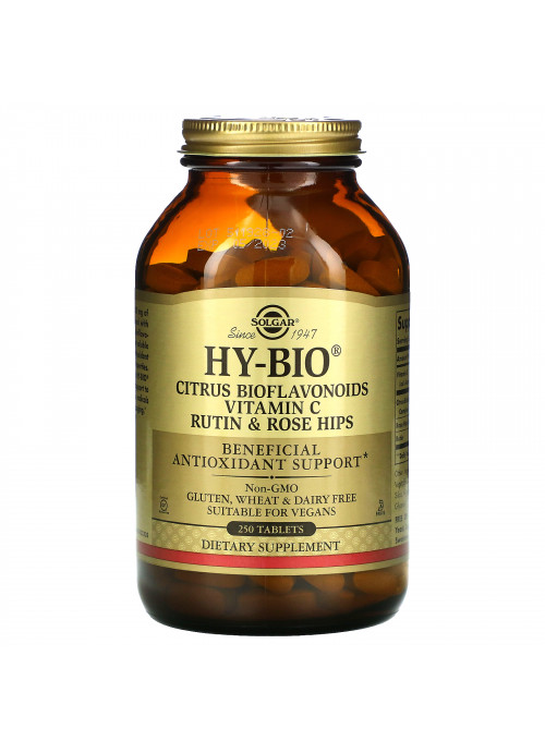 Solgar, Hy-Bio, Citrus Bioflavonoids, Vitamin C, Rutin & Rose Hips, 250 Tablets