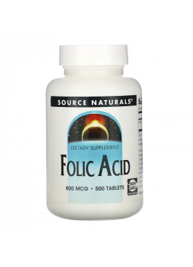 Source Naturals, Folic Acid, 800 mcg, 500 Tablets