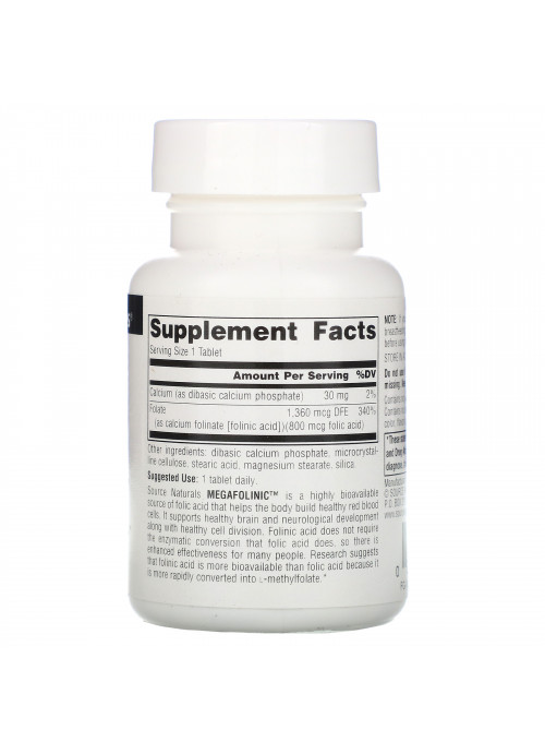Source Naturals, MegaFolinic, 800 mcg, 120 Tablets